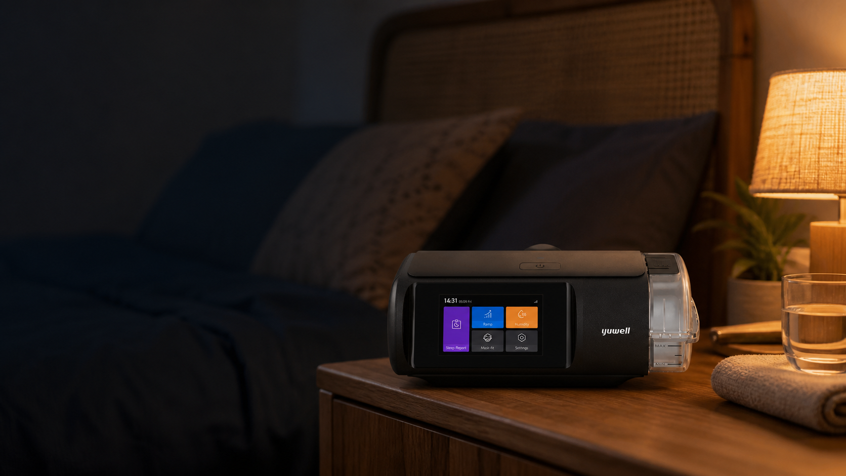 Yuwell YH-680B on a bedside table